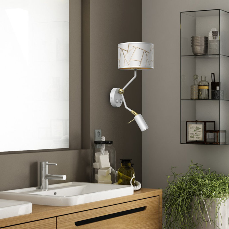 Ziggy Swing Arm Sconce, White, White/Gold