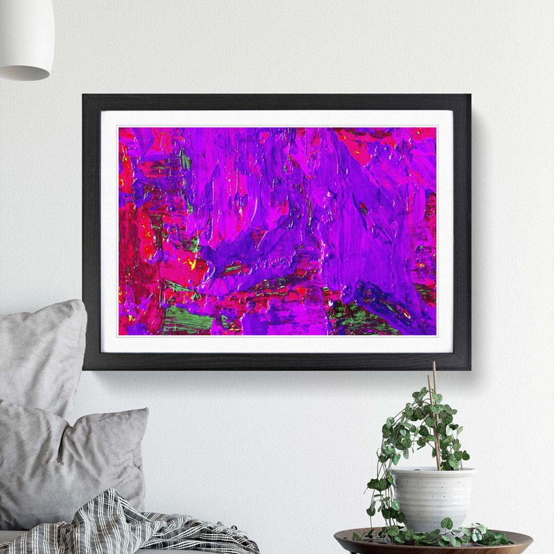 Abstract Art Painting Vol.103 by S.Johnson - Picture Frame Painting Print, 48cm H x 65cm W x 2cm D, Black Framed