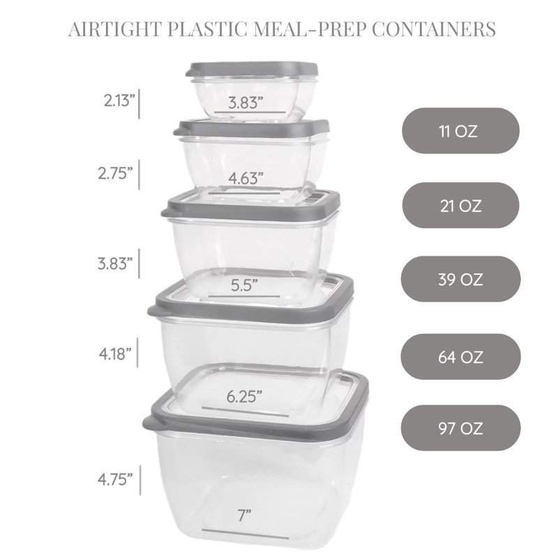 Contenant alimentaire Damiyan - Ensemble de 5, Gris