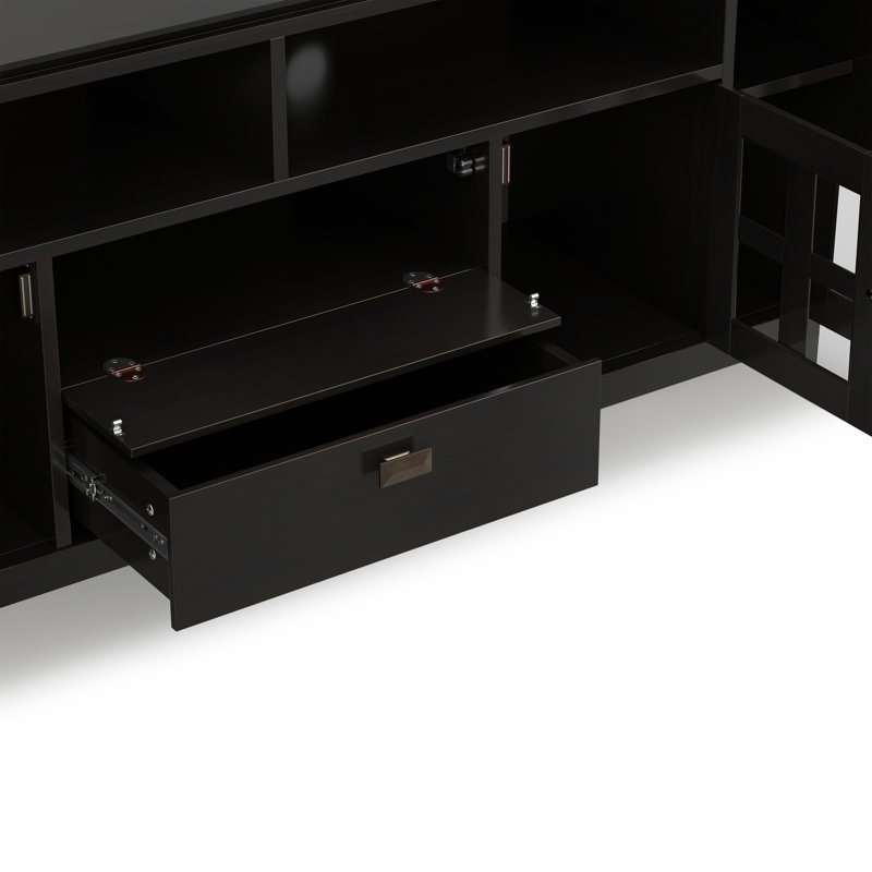 Artisan 72"W Solid Wood Transitional TV Stand for TVs up to 80" with 4 Cabinets, 2 Drawers, and Adjustable Shelves