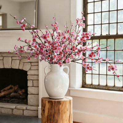 6 Pcs Artificial Cherry Blossom Branches 34.4" Faux Silk Flowers For Home Decor Spring