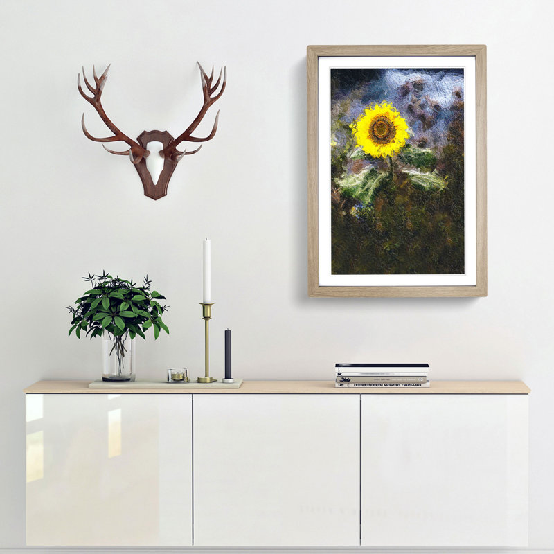 Sunflower - Picture Frame Painting Print, 36cm H x 27cm W x 2cm D, Oak Framed