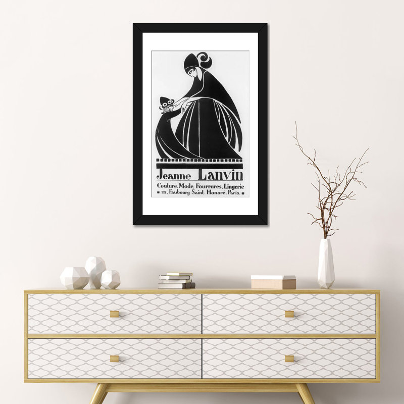 «Jeanne Lanvin Fashions», impression sur toile, Papier beaux-arts encadré noir, H 32 po x l 24 po x P 1 po, Blanc