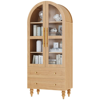 Retro Arch Storage Cabinet – Large Capacity, 2 Drawers, Gold Hardware