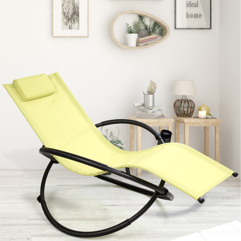 Godmond 74cm Long Single Chaise with Cushions, Yellow