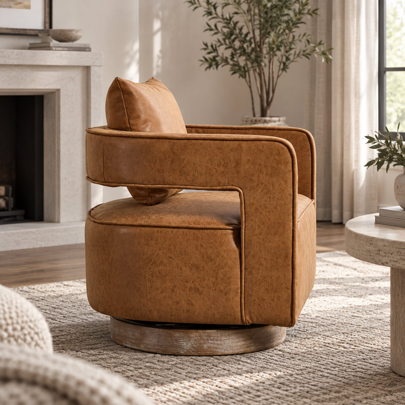 Fauteuil d'appoint pivotant à 360 degrés avec dossier courbé pour le salon et la chambre de bébé