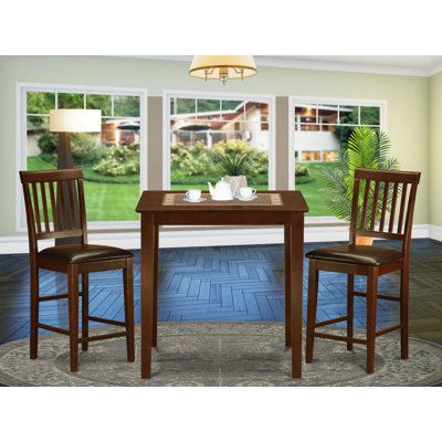 Traditional 3 Piece Counter Height Solid Wood Dining Set