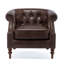 Chaise en similicuir brun, design pour l'élégance, sièges confortables, siège à boutons en bois, revêtement, style classique, fauteuil, structure solide