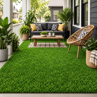 Verdigrass 2×8FT Artificial Grass Roll Turf Rug with Drainage Hole for Patio, Balcony, Garden