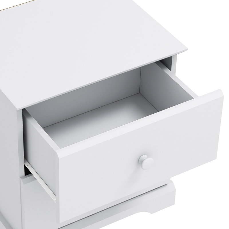 Table de chevet 2 tiroirs Ilmi, Blanc