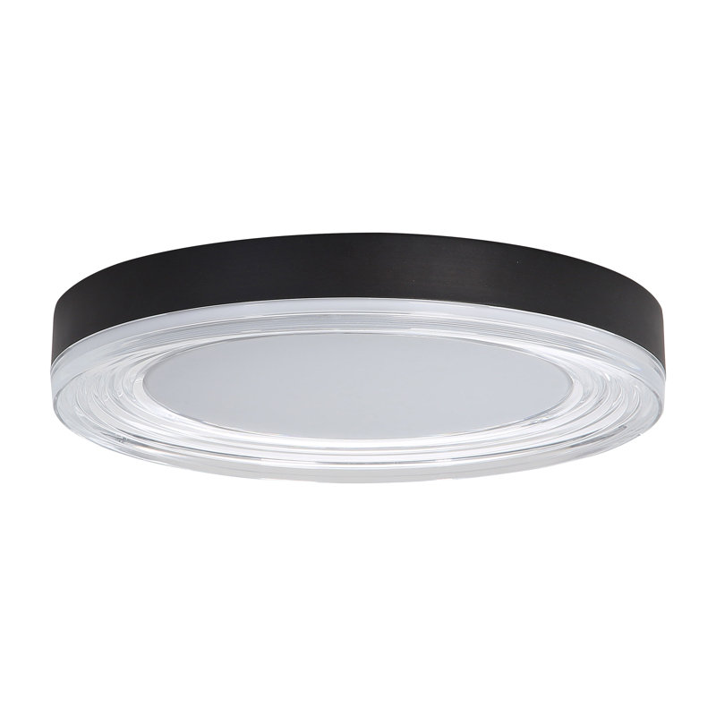 Ondulada LED Flush Mount , Sand Black, Clear Glass, 1.63" H x 15.75" W x 15.75" D