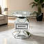 Table de salle à manger Noralie 132 cm – Plateau en verre transparent, piètement en miroir à facettes en forme de diamant et incrustations de faux diamants – Pièce maîtresse moderne et luxueuse pour votre salle à manger