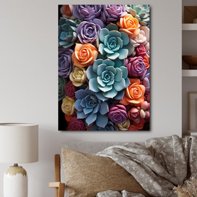 «Talum Blue Yellow Succulents Delight», reproduction sur toile