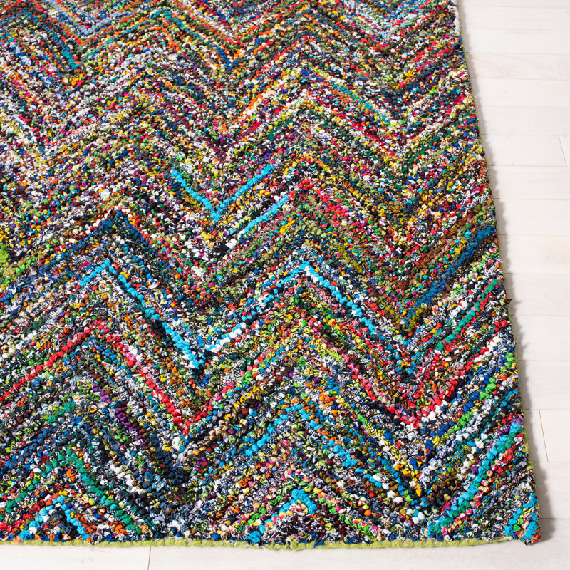 Nantucket Hand Tufted Cotton Pile Chevron Rug, Square 4'