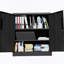 Armoire de rangement en métal robuste avec serrure, tablettes réglables et sécurité à 3 points pour le garage, le bureau ou la maison.