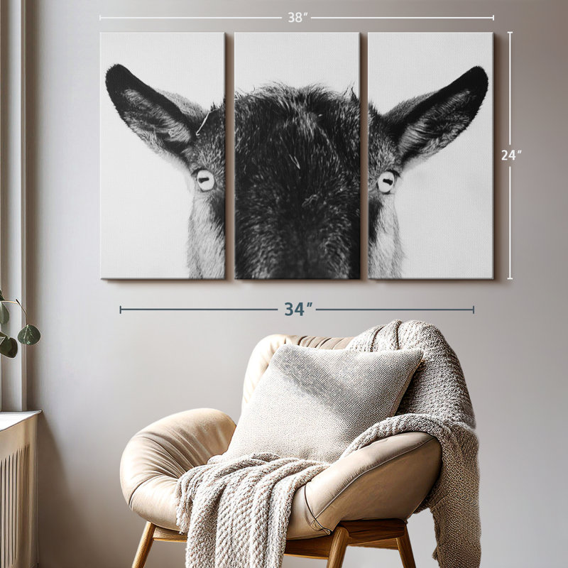 «Peeking Black Goat» sur toile, 24" H x 38" W