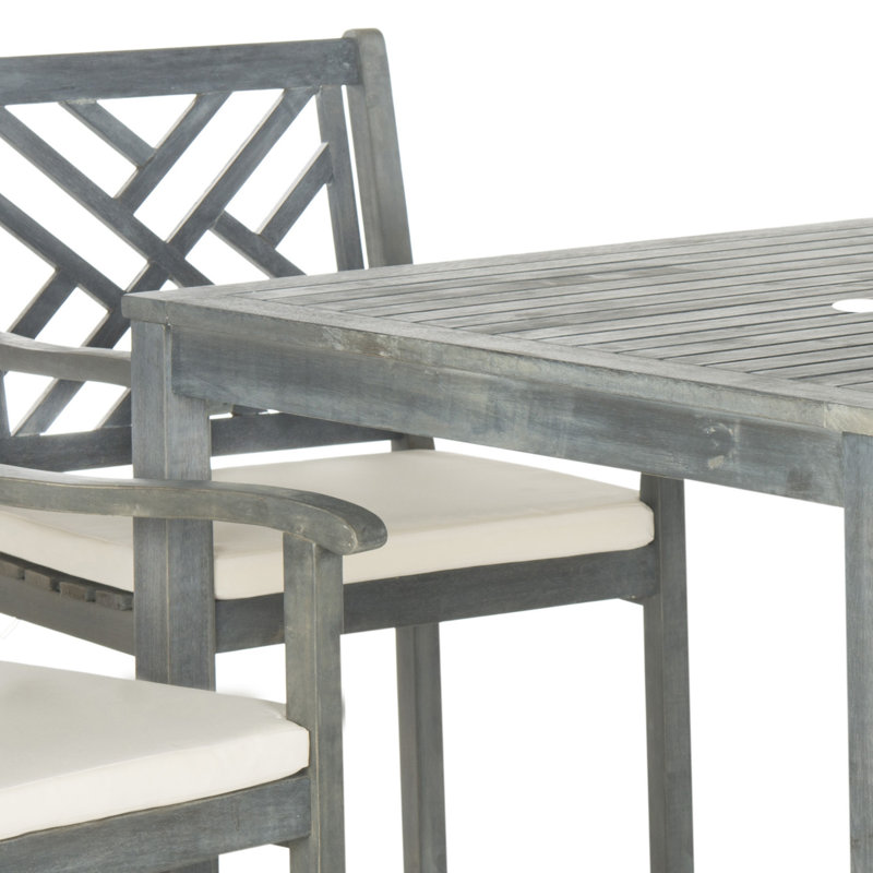 Outdoor Eusden 4 Seater Dining Set with Cushions, Ash Grey/Ecru