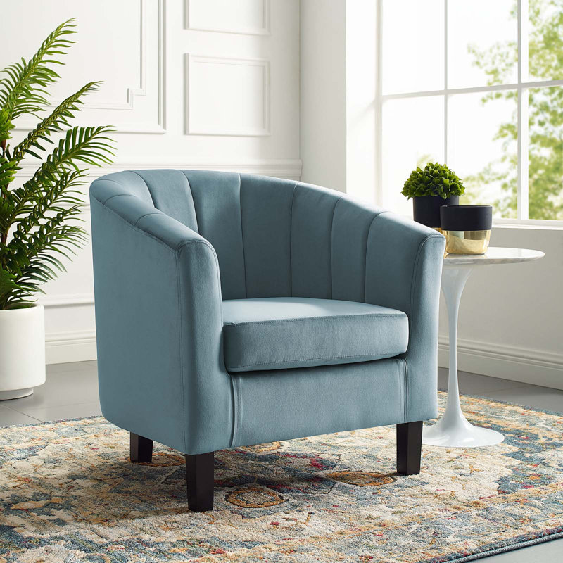  Fauteuil 28 po en velours, Velours bleu clair