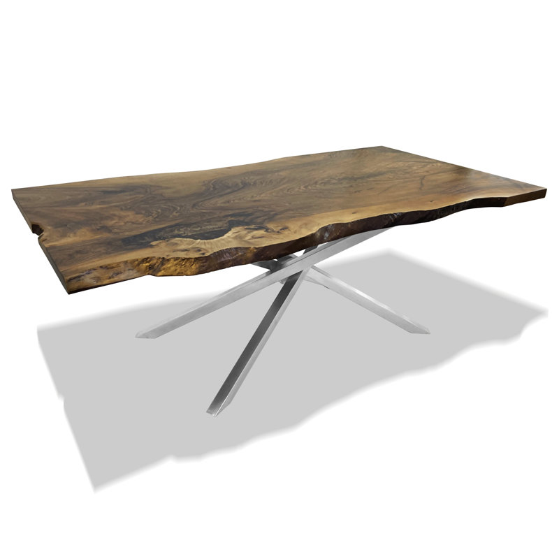 Walnut Metal Base Dining Table, H75 x L244 x W122cm