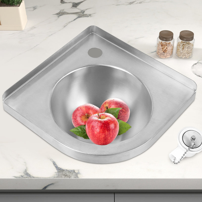 YXSUN 12'' Silver Circular Bathroom Sink with Overflow