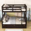 Lit superposé simple au dessus d'un lit double en bois avec 2 tiroirs-113876970