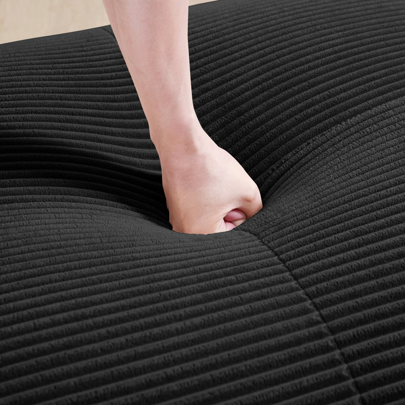 Velours côtelé noir avec coussins, tissu semblable à de la soie, aucun assemblage requis, éponge haute résilience 32D et siège et coin incurvés, velours côtelé, matériau doux et chaud, nécessaire, multi-angle réglable