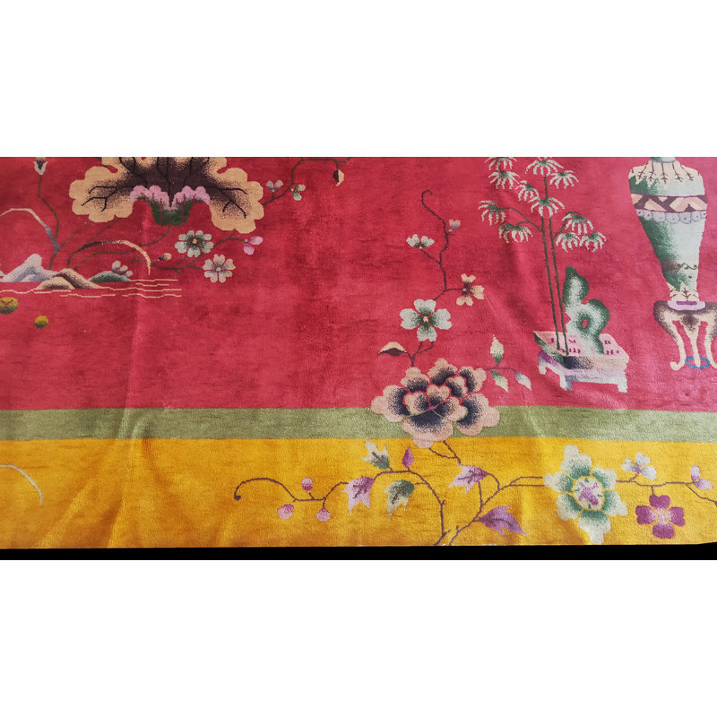Tapis antique et classique à motif floral art déco chinois
