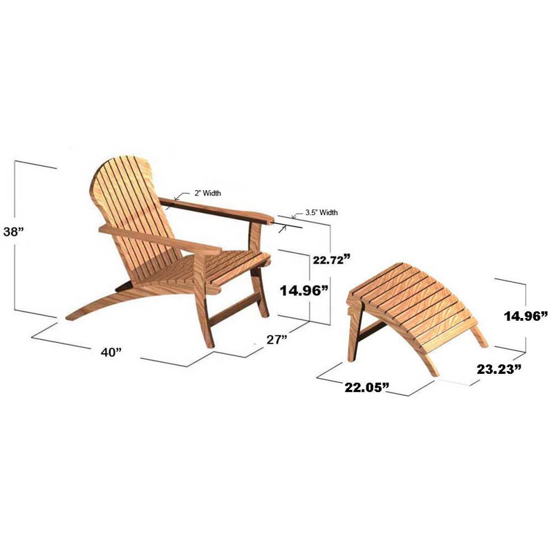 Ensemble Adirondack double en teck