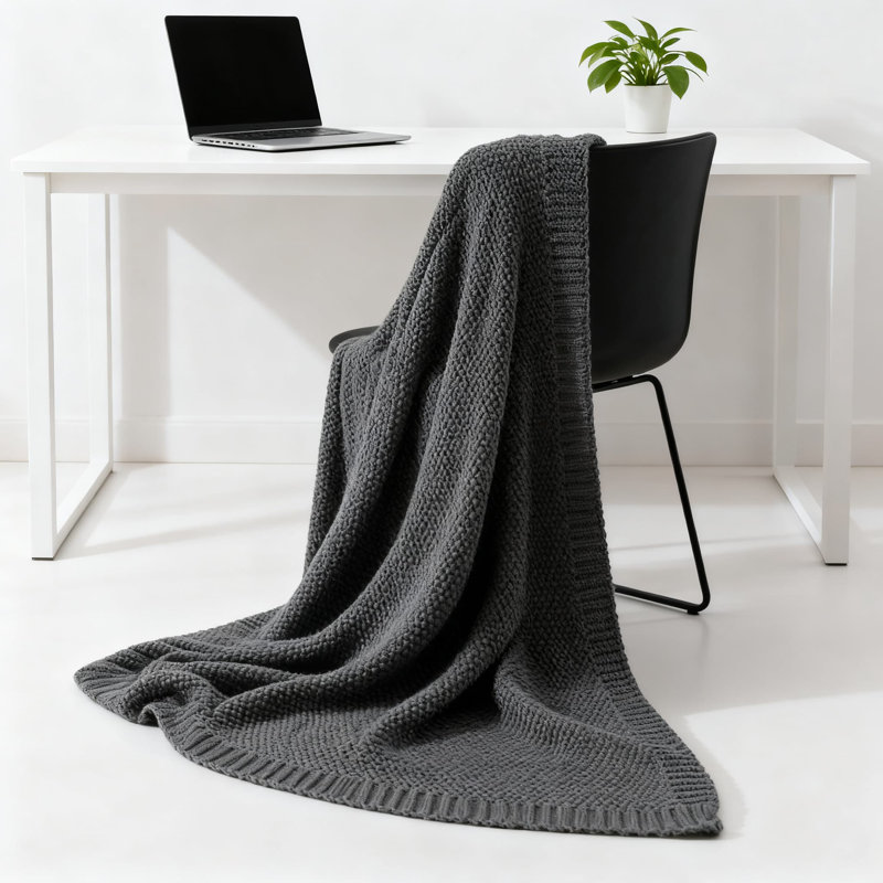 Jeté en tricot doux pour le canapé et le lit, canapé décoratif afghan pour le salon, design texturé chic, Gris