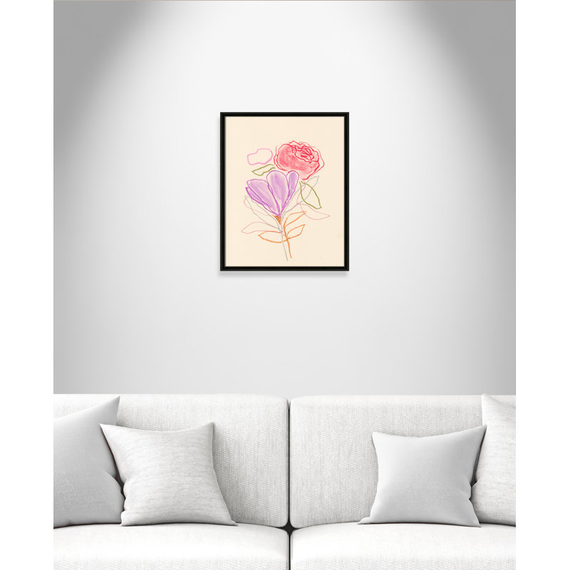 «Simple Floral III» par Bea Dina, Toile encadrée flottante espresso, Pas de tapis, H 21,5 po x l 17,5 po x P 2 po