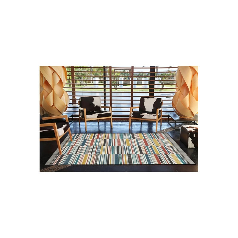 Tapis tissé à rayures, Rectangle 2 pi 4 po x 4 pi