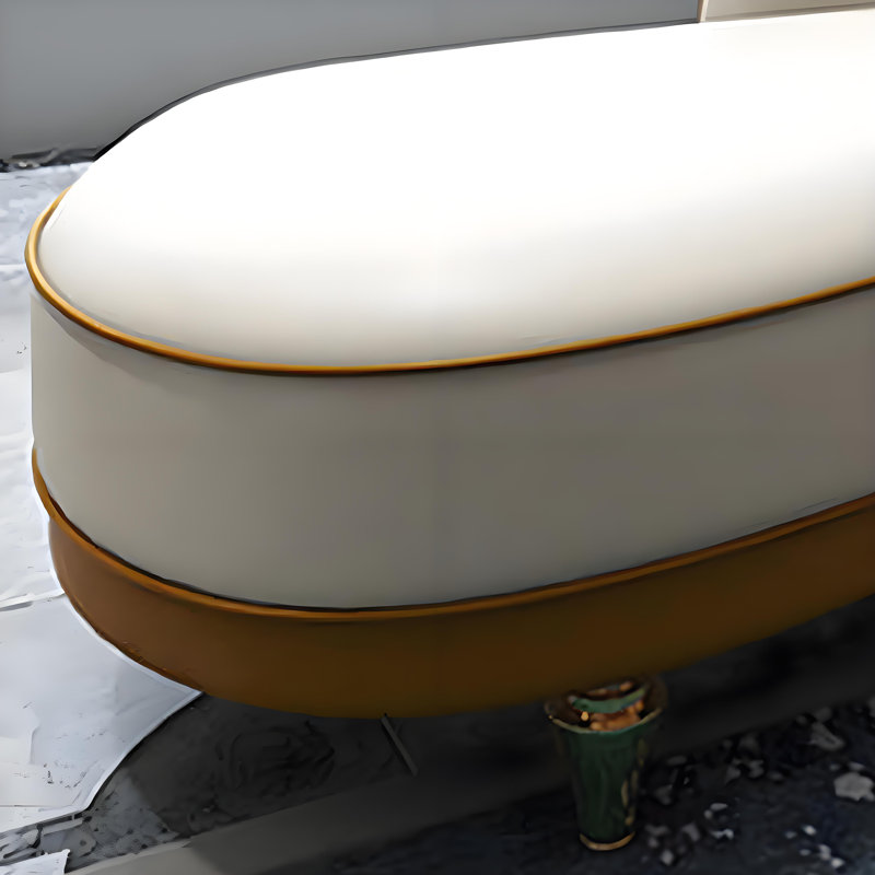 Chaise longue rembourrée Simple Modern Elegant Leisure Home, Accoudoir à droite (vu de face), Beige blanc / jaune
