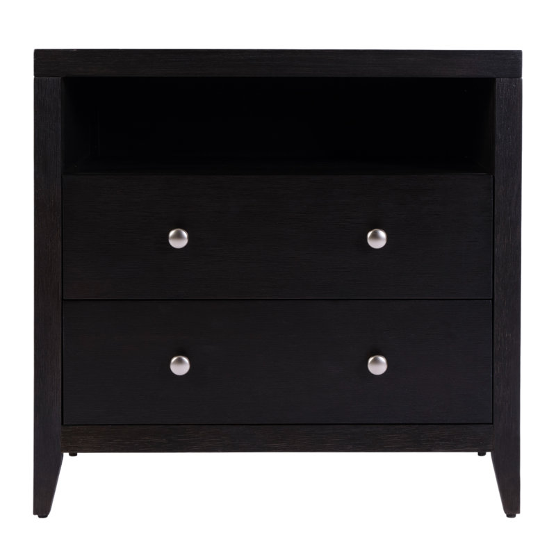 Table de chevet rectangulaire en bois 2 tiroirs l 28 po Pettitt, Noir