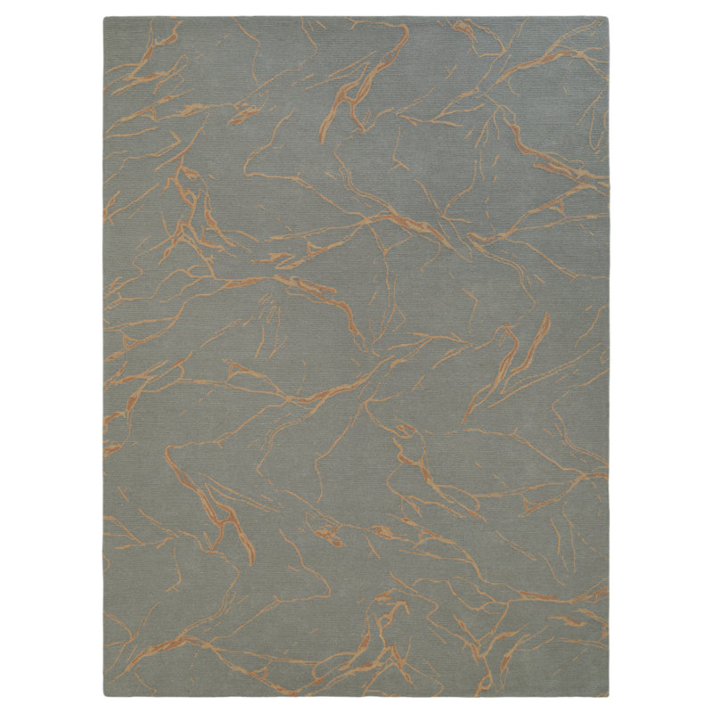 Dannie Ada Hand-Tufted Wool Abstract Area Rug, Rectangle 8'9" x 11'9", Blue