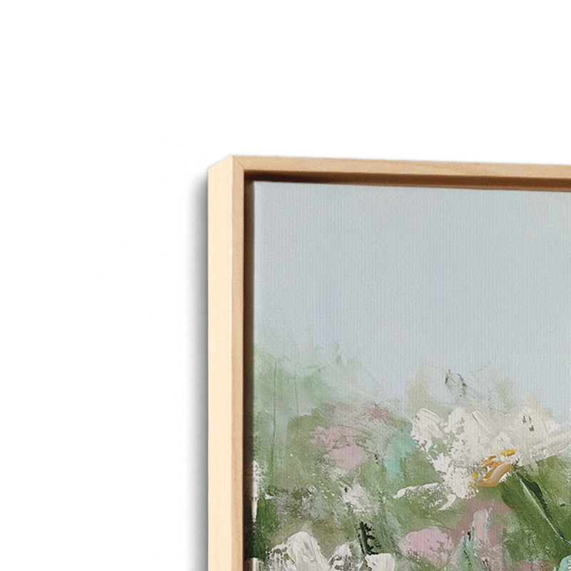 «Field of Wild Daisies», reproduction sur toile , Cadre américain en érable flottant, H 32,75 po x l 32,75 po x P 1,75 po