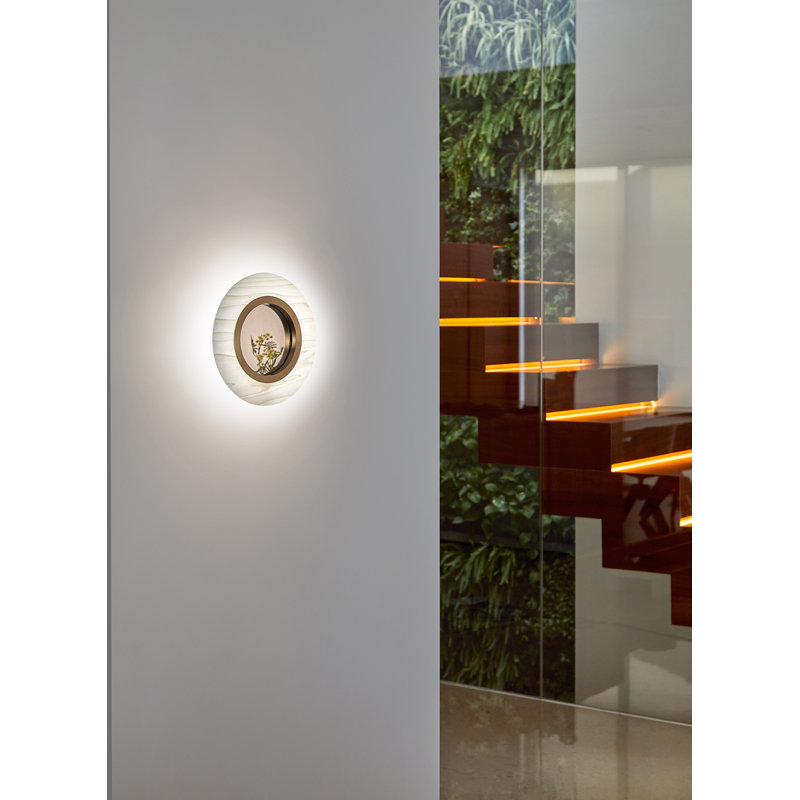 Lens Circular Wall Light - DIMTRIAC LED - Matte Ivory - Wood Veneer - Grey Shade, Pink, Matte Black