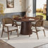 Westcott 5-Piece Mid-Century Modern Extendable Dining Table Set With Rattan Cane Back Chairs