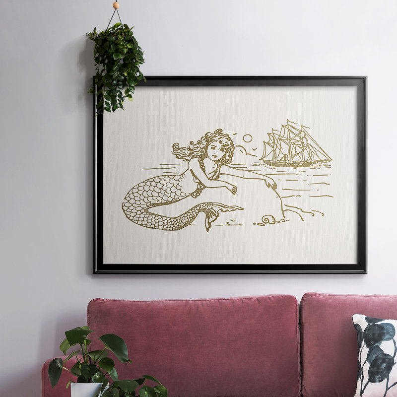 Sunning Mermaid I, reproduction d'art sur toile, H 26 po x l 38 po x P 1,5 po, Noir