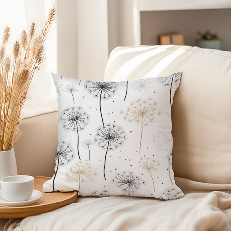 Botanical Dandelions Pattern IV Pillow Cover, 20"H x 20"W