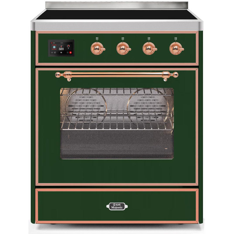ILVE Majestic II Series 40 inch Induction Range with 6 Induction Elements (Glass Door), Emerald Green/Copper