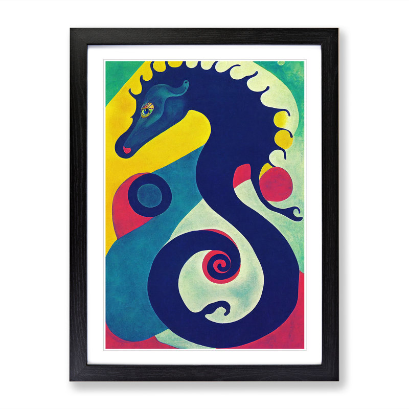 Artful Seahorse - Print, Black Framed Paper, 64cm H x 46cm W x 2cm D