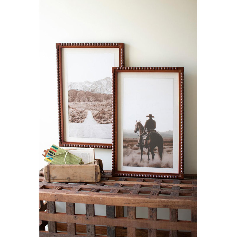 «Cowboy and Horse Desert Wall Art», ensemble de 2 reproductions encadrées de 24 po de hauteur