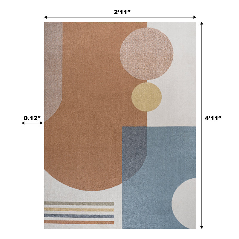 Rectangle Graycen Machine Woven Polyester Area Rug, Rectangle 2'11" x 4'11"