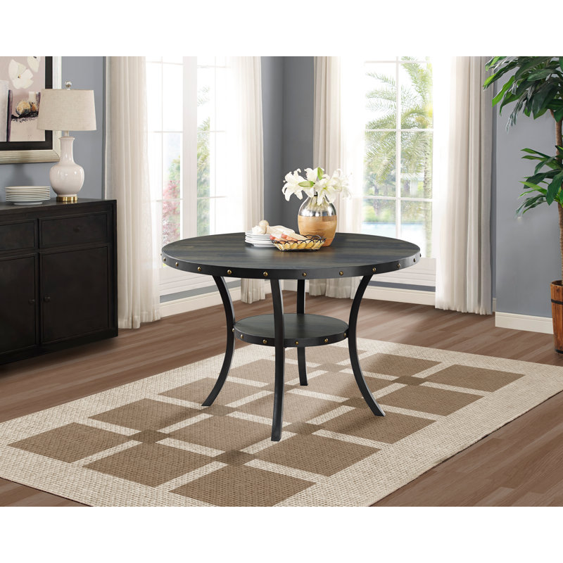 Durst Round Metal Base Dining Table, Smoke, Standard Height (30" Height)