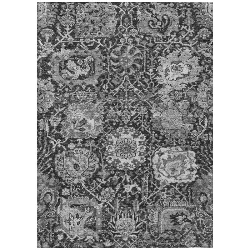 Red Synthetic Washable Rectangular Damask Rug 30" x 20"