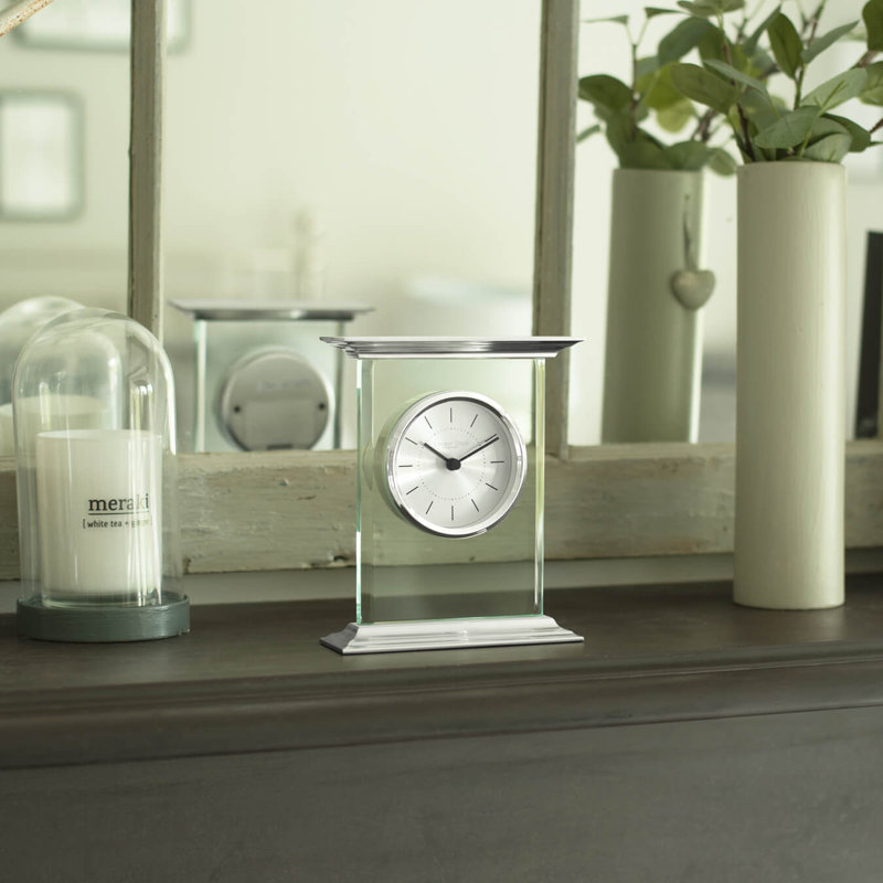 Mantel Analogue Metal Tabletop Clock, Silver