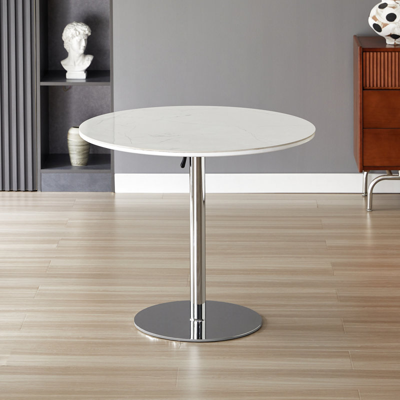 Round Metal Base Dining Table, Silver