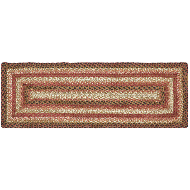 Birtwhistle Jute and Cotton Geometric Table Runner, Terra Cotta/Burgundy/Dark Tan