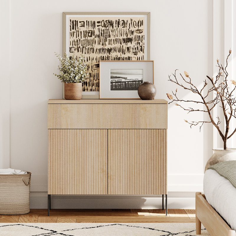 Commode pour enfant en roseau 31,5 po avec tiroir Union, Beige