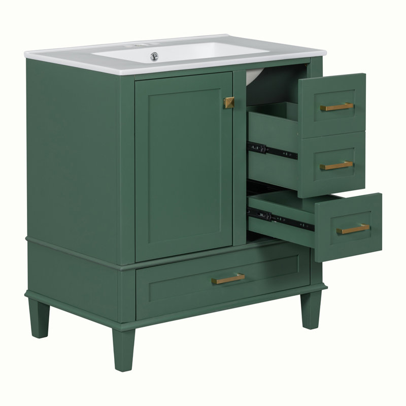 Ensemble d'armoire de salle de bain moderne avec évier, Vert